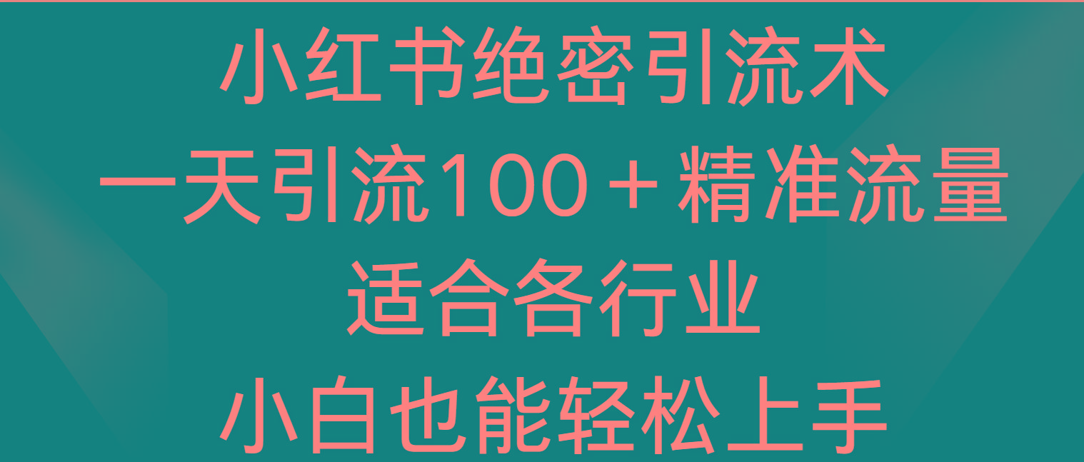小红书绝密引流术，一天引流100＋精准流量，适合各个行业，小白也能轻松上手-Ai创业网