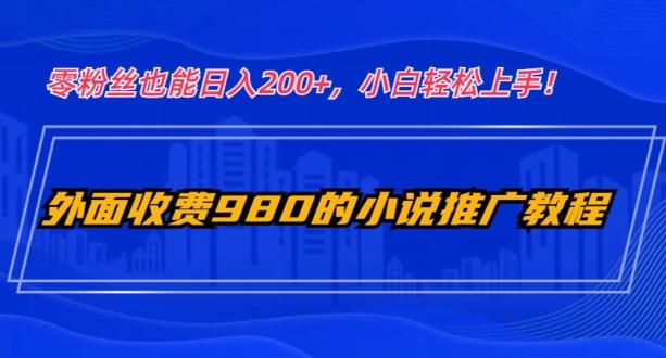 外面收费980的小说推广教程：零粉丝也能日入200+，小白轻松上手！-Ai创业网