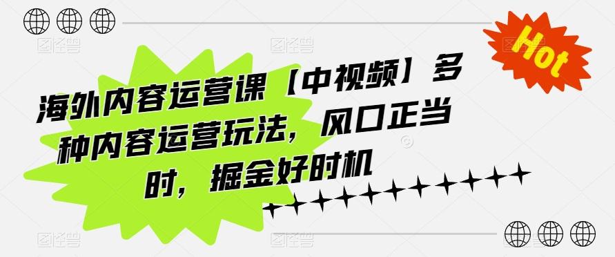 海外内容运营课【中视频】多种内容运营玩法，风口正当时，掘金好时机-Ai创业网