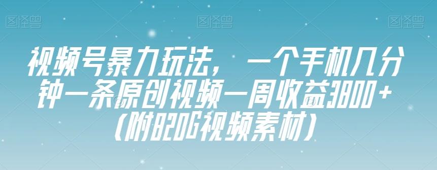 视频号暴力玩法，一个手机几分钟一条原创视频一周收益3800+（附820G视频素材）-Ai创业网
