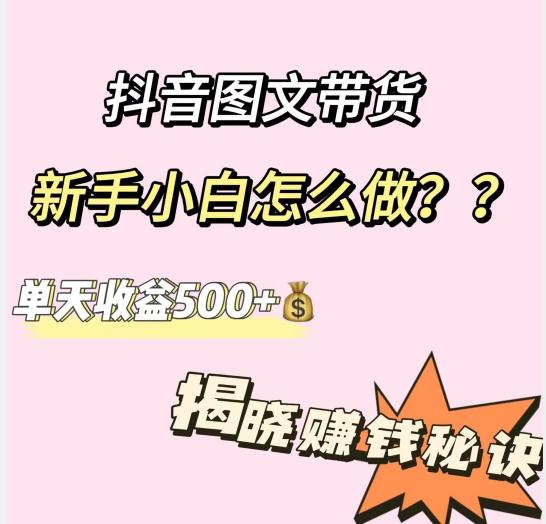 抖音图文带货，新手小白怎么做？单天收益500+【揭秘赚钱秘诀】-Ai创业网