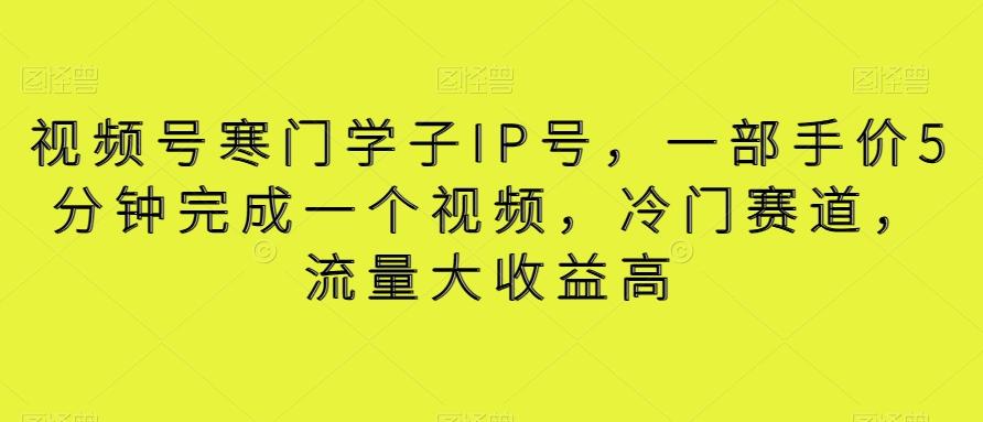 视频号寒门学子IP号，一部手价5分钟完成一个视频，冷门赛道，流量大收益高【揭秘】-Ai创业网