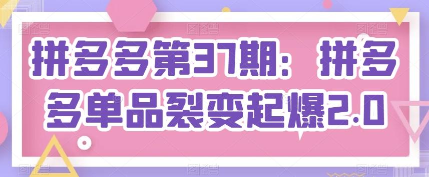 拼多多第37期：拼多多单品裂变起爆2.0-Ai创业网