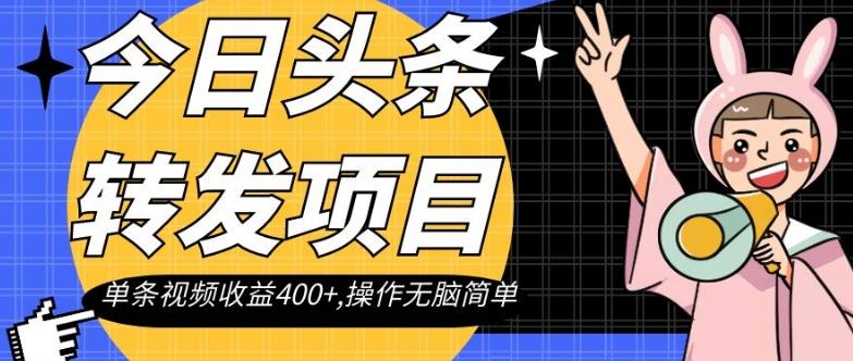 今日头条转发项目，单条视频收益400+,操作无脑简单【揭秘】-Ai创业网