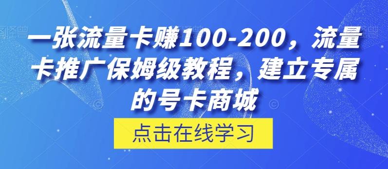 一张流量卡赚100-200，流量卡推广保姆级教程，建立专属的号卡商城-Ai创业网