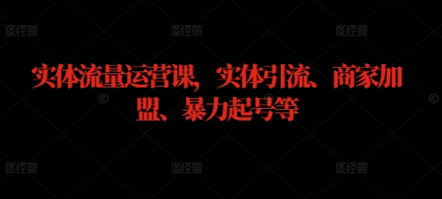 实体流量运营课，实体引流、商家加盟、暴力起号等-Ai创业网