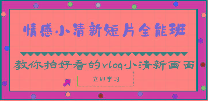 情感小清新短片全能班-教你拍好看的vlog小清新画面(30节课)-Ai创业网