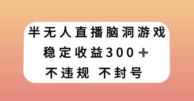 半无人直播脑洞小游戏，每天收入300+，保姆式教学小白轻松上手【揭秘】-Ai创业网