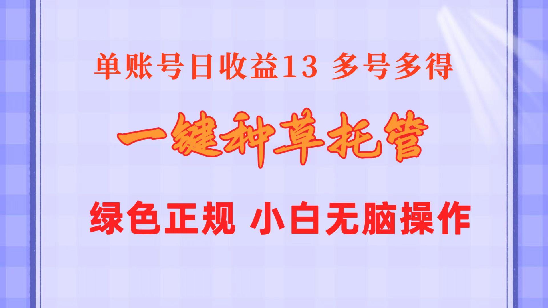 一键种草托管 单账号日收益13元  10个账号一天130  绿色稳定 可无限推广-Ai创业网