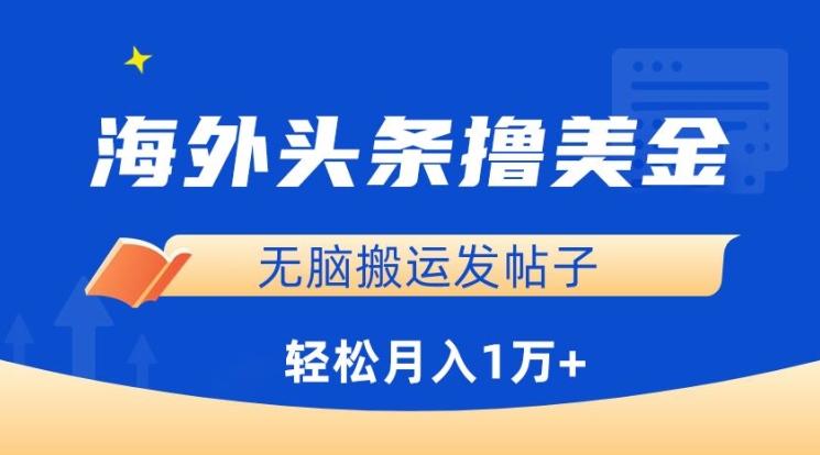 海外头条撸美金，无脑搬运发帖子，月入1万+，小白轻松掌握【揭秘】-Ai创业网