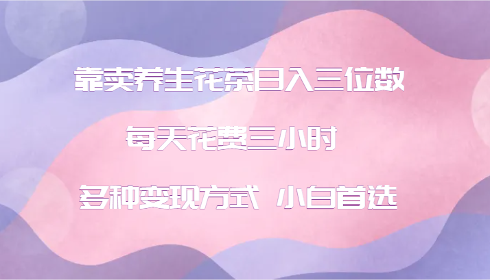 靠卖养生花茶日入三位数，每天花费三小时 多种变现方式 小白首选-Ai创业网