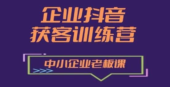 企业抖音营销获客增长训练营，中小企业老板必修课-Ai创业网