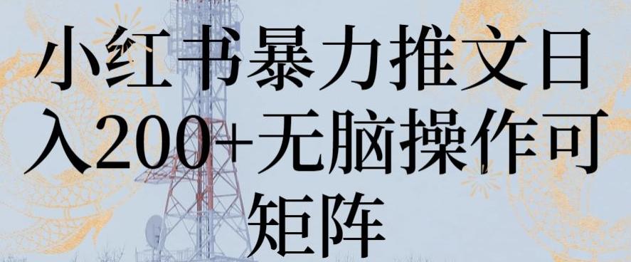 小红书暴力推文日入200+无脑操作可矩阵【揭秘】-Ai创业网