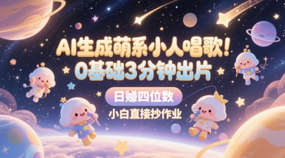 AI生成萌系小人唱歌，0基础3分钟出片，28个作品涨粉8.9W，单条最高19W赞，日入四位数，小白直接抄作业-Ai创业网