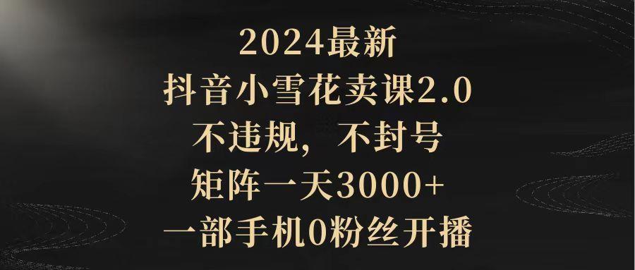 (9639期)2024最新抖音小雪花卖课2.0 不违规 不封号 矩阵一天3000+一部手机0粉丝开播-Ai创业网