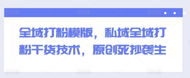 全域打粉模版，私域全域打粉干货技术，原创死抄袭生-Ai创业网