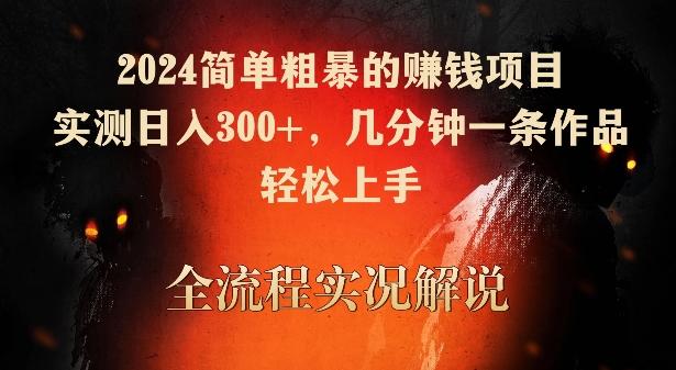 2024简单粗暴的赚钱项目，实测日入300+，几分钟一条作品，轻松上手【揭秘】-Ai创业网