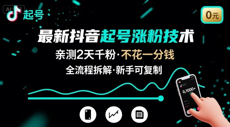 最新抖音起号涨粉技术，亲测2天千粉，不花一分钱，全流程拆解-Ai创业网