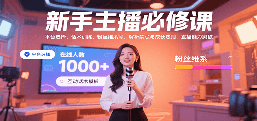 新手主播必修课：平台选择、话术训练、粉丝维系等，解析禁忌与成长法则，突破直播能力-Ai创业网