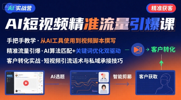 AI+短视频引爆精准客户实战营，手把手教你引爆Ai短视频精准流量-Ai创业网