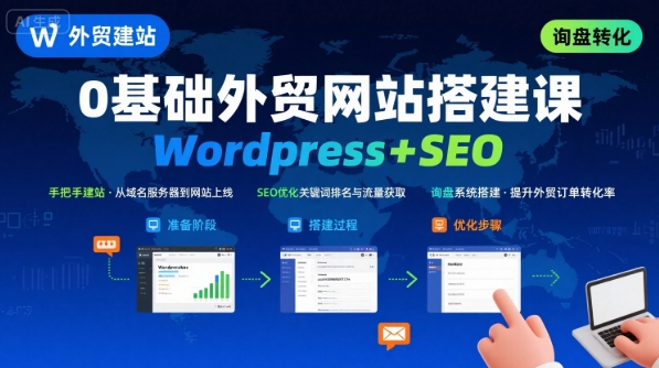 Wordpress外贸建站+SEO优化课程，手把手教你从0到1搭建可获得询盘的外贸网站-Ai创业网
