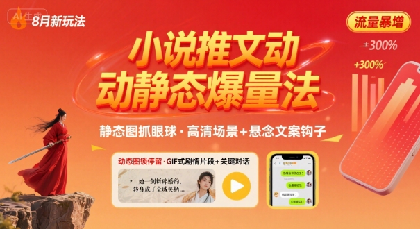 8月小说推文全新玩法，动静态图片+搭配小说文案爆量玩法-Ai创业网