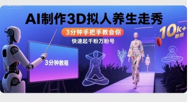 Ai制作3D拟人养生走秀，3分钟手把手教会你，快速起千粉万粉号-Ai创业网