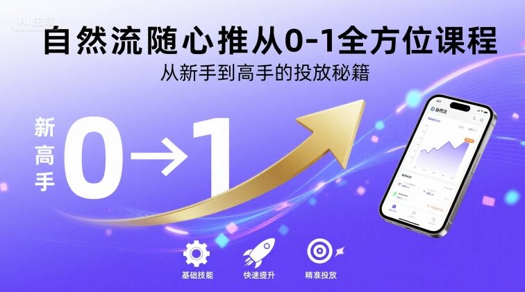 自然流随心推从0-1全方位课程，从新手到高手的投放秘籍-Ai创业网