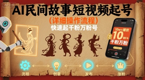AI民间故事短视频起号，详细操作流程，快速起千粉万粉号-Ai创业网