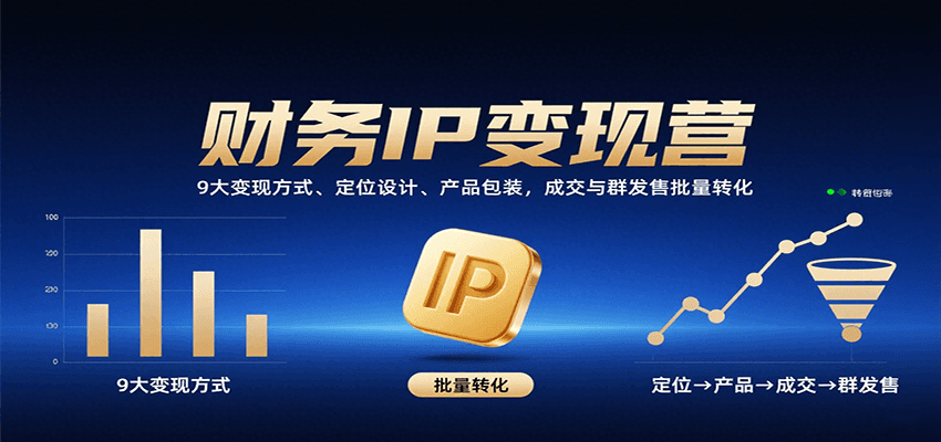 财务IP变现营：9大变现方式、定位设计、产品包装，成交与群发售批量转化-Ai创业网