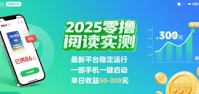 2025实测零撸阅读挂G：最新平台稳定运行，一部手机一键启动，单日收益 50-3张 【揭秘】-Ai创业网