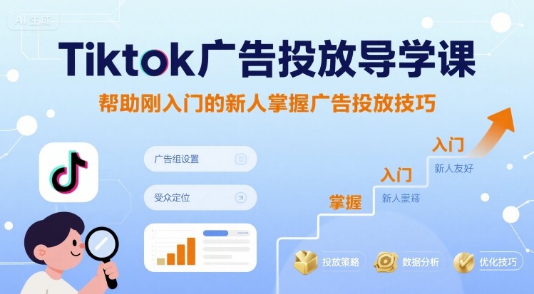 Tiktok广告投放导学课，帮助刚入门的新人掌握广告投放技巧-Ai创业网