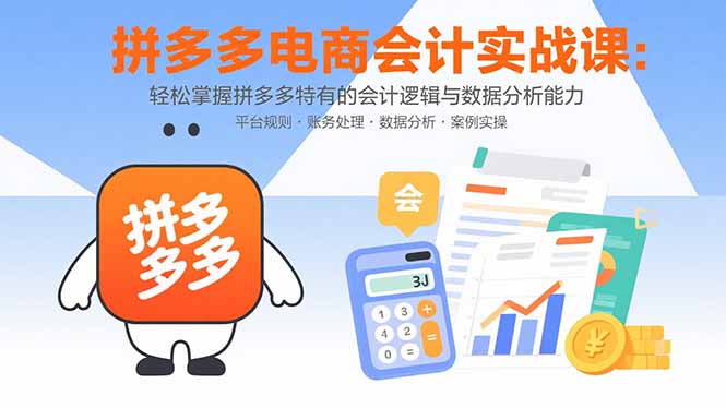 拼多多电商会计实战课：轻松掌握拼多多特有的会计逻辑与数据分析能力-Ai创业网