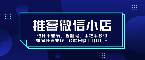 推客微信小店依托于微信、视频号，手把手教你如何快速变现 轻松日入1k+【揭秘】-Ai创业网