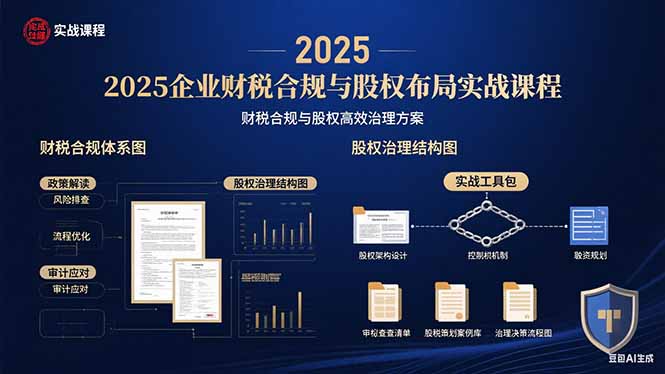 2025企业财税合规与股权布局的实战课程：财税合规与股权高效治理方案-Ai创业网