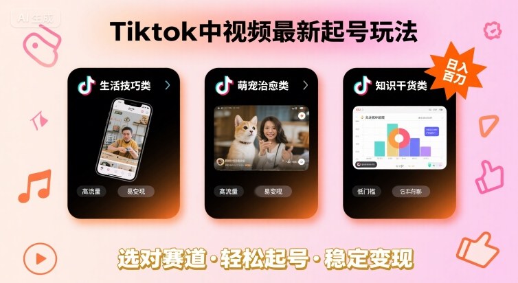 Tiktok中视频最新起号玩法，想要日入百刀，做好这几个赛道就可以了-Ai创业网