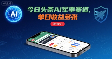 今日头条AI军事赛道，单日收益多张 ，手机可做【附指令】-Ai创业网