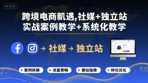 跨境电商新机遇，社媒+独立站，实战案例教学+系统化教学-Ai创业网