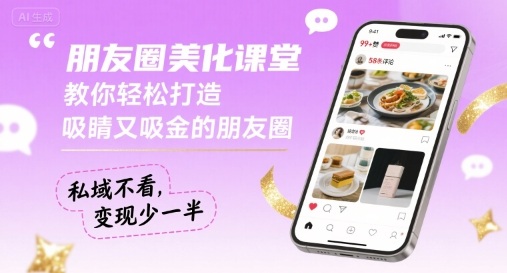 朋友圈美化课堂，教你轻松打造，吸睛又吸金的朋友圈，私域不看，变现少一半-Ai创业网
