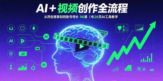 AI+短视频创作全流程：从创意策划到账号增长，96节课(含26项AI工具教学-Ai创业网