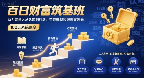 百日财富筑基班，助力普通人从认知到行动，带你解锁顶级财富密码-Ai创业网