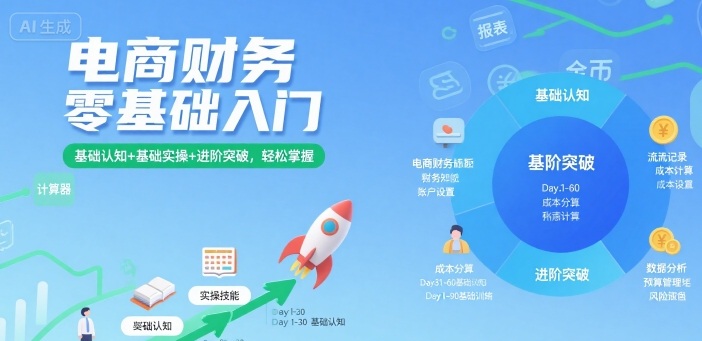 电商财务零基础入门，基础认知+基础实操+进阶突破，轻松掌握-Ai创业网