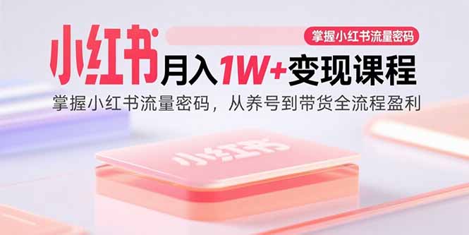 小红书月入1W+变现课程：掌握小红书流量密码，从养号到带货全流程盈利-Ai创业网