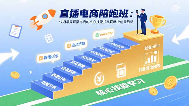 直播电商陪跑班：快速掌握直播电商的核心技能并实现就业/创业目标-Ai创业网