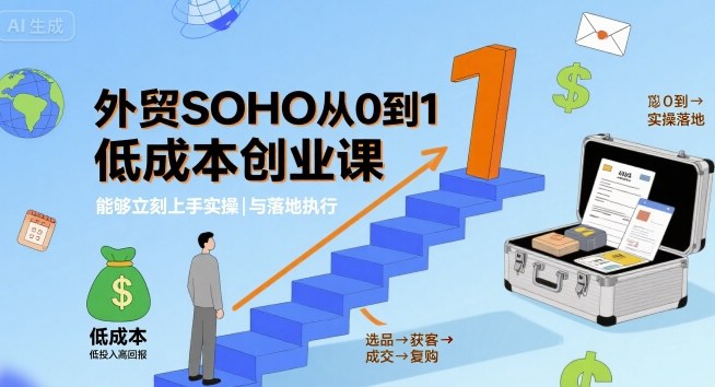 外贸SOHO从0到1低成本创业课，能够立刻上手实操与落地执行-Ai创业网