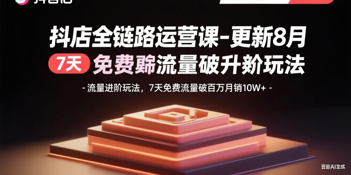 抖店全链路运营课-更新8月：流量进阶玩法，7天免费流量破百万月销10W+-Ai创业网