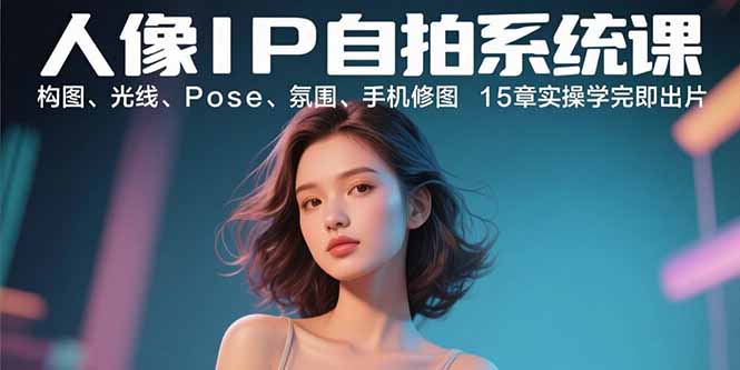 人像IP自拍系统课：构图、光线、Pose、氛围、手机修图 15章实操学完即出片-Ai创业网