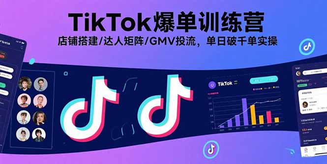 TikTok爆单训练营，店铺搭建/达人矩阵/GMV投流，单日破千单实操-Ai创业网