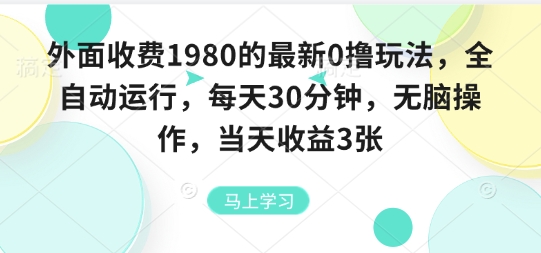 外面收费1980的最新0撸玩法，全自动挂G，每天30分钟，无脑操作，当天收益3张【揭秘】-Ai创业网