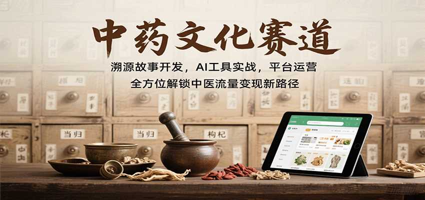 中药文化赛道：溯源故事开发，AI工具实战，平台运营，全方位解锁中医流量变现新路径-Ai创业网